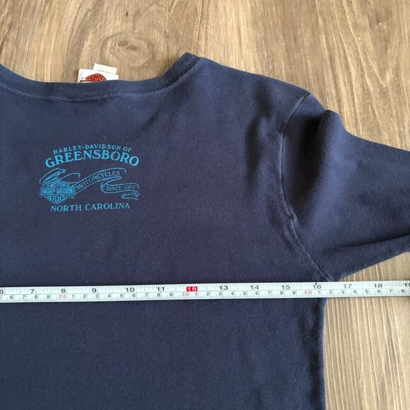 Vintage Harley Davidson Lightning T-Shirt Women's Size M Blue Motorcycle Tee Y2K - Picture 6 of 7